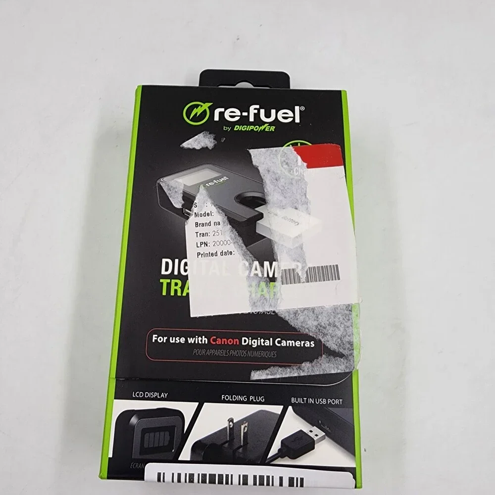 Re-Fuel By Digipower Canon Digital Camera Travel Charger Black